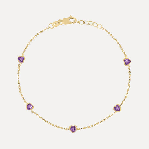 Pulsera Estación de Corazones y Piedras de Nacimiento