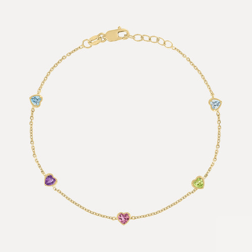 Pulsera Estación de Corazones y Piedras de Nacimiento