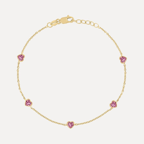 Pulsera Estación de Corazones y Piedras de Nacimiento