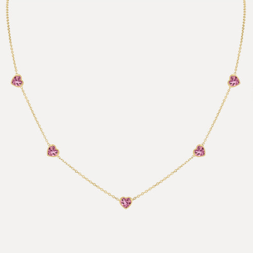 Birthstone Hearts Station Necklace