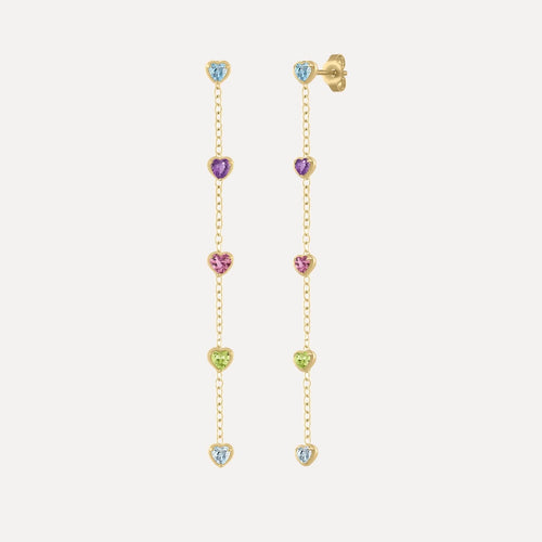Pendientes con forma de corazón y piedra natal