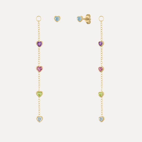 Pendientes con forma de corazón y piedra natal