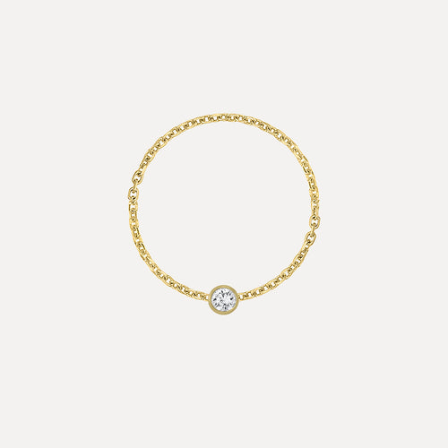Anillo de cadena con bisel de diamantes