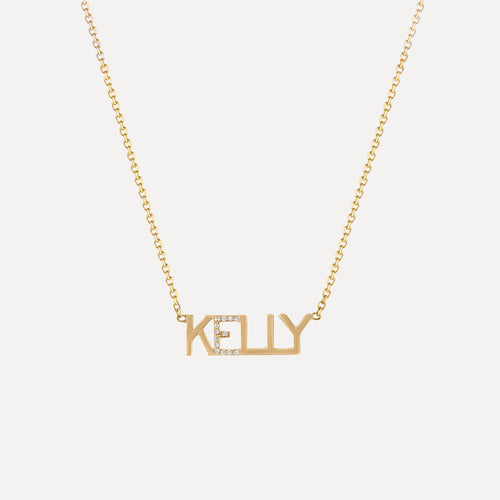 Cadena Nameplate con Acento de Diamantes (personalizado)