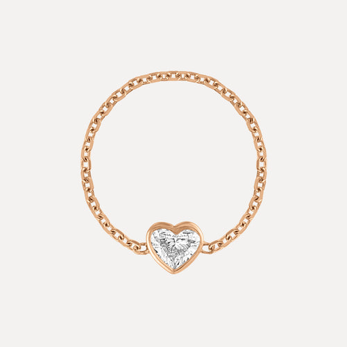 Anillo de Cadena Corazón de Diamante