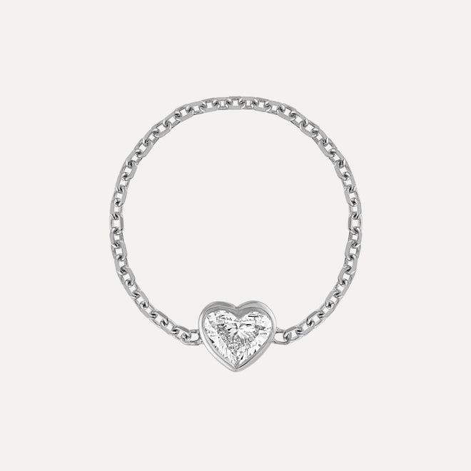 Anillo de Cadena Corazón de Diamante