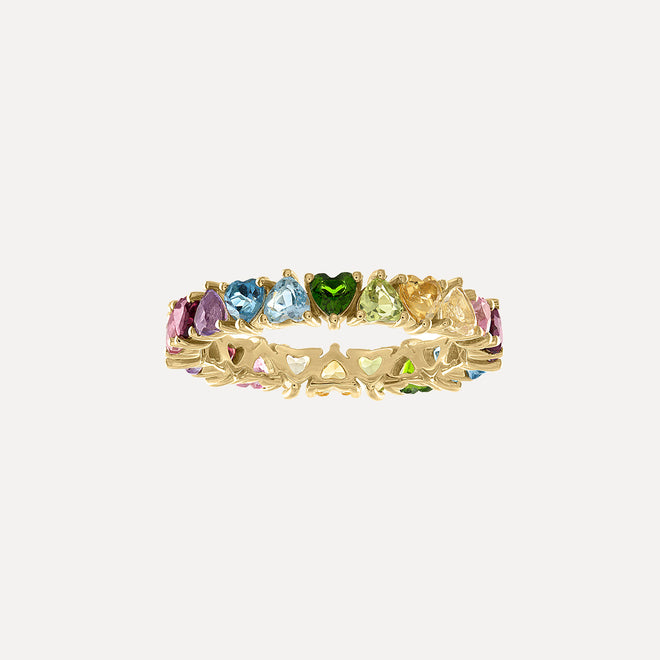 Heart Shape Rainbow Eternity Ring by Kelly Bello Design