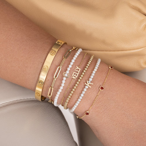 Pulsera Dos Nombres Mini Mini Nameplate con Diamantes