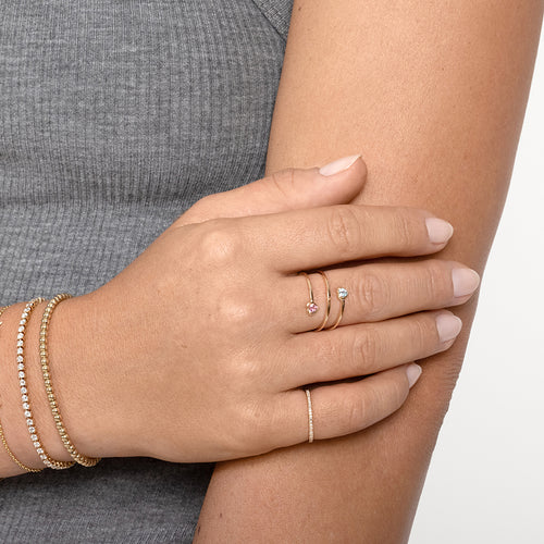 Anillo de Corazón en Espiral y Piedras de Nacimiento