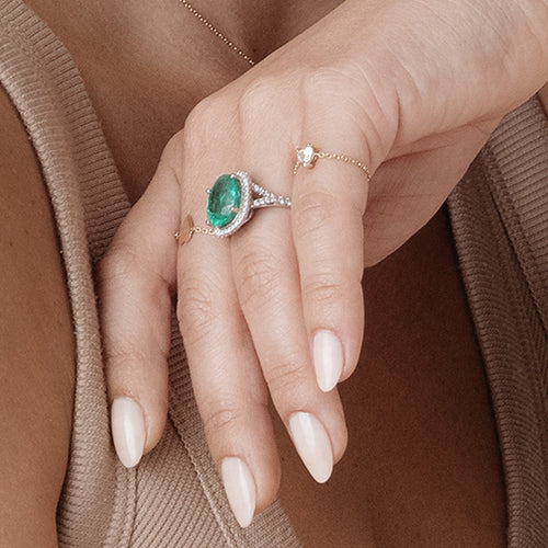 Anillo de Cadena Corazón de Diamante