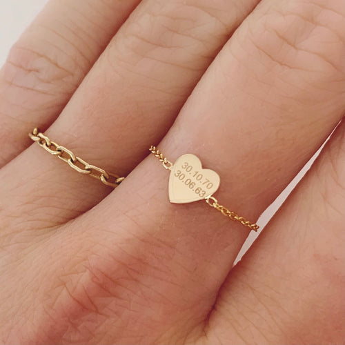 Mini Heart Chain Ring by Kelly Bello