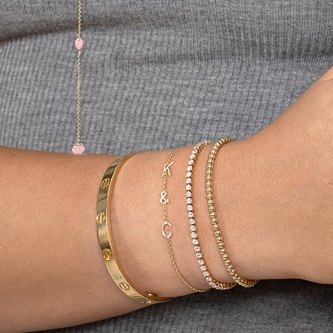 Pulsera Mini Lettra Pave (personalizada)