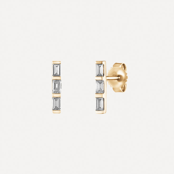 Mini Baguette Bar Stud Earrings