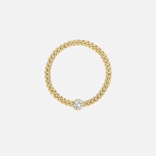 Anillo de Cadena Mini Curb con Piedra de Nacimiento