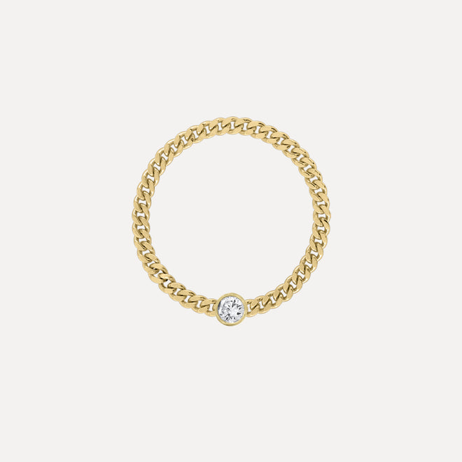 Anillo de Cadena Mini Curb con Piedra de Nacimiento