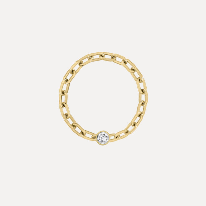 Anillo de Cadena Mini Long Link con Diamante