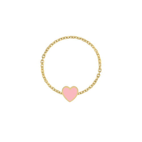 <transcy>Mini anillo con cadena de corazón esmaltado</transcy>