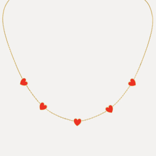 Collar Estación Mini Mini Corazones Esmaltados