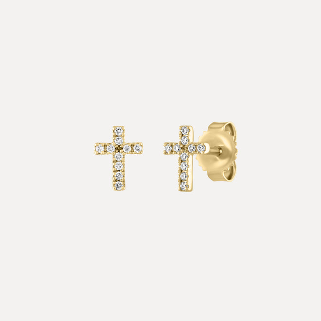 Mini Pave Cross Stud Earrings