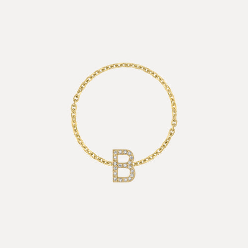 Anillo de Cadena Mini Letra Pave