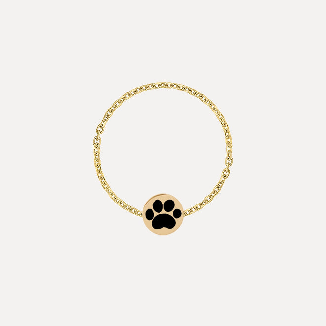 Mini Enamel Paw Chain Ring