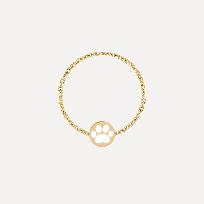 Mini Enamel Paw Chain Ring