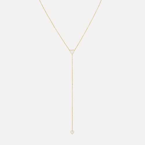 Collar Lariat De Dos Corazones Esmaltados