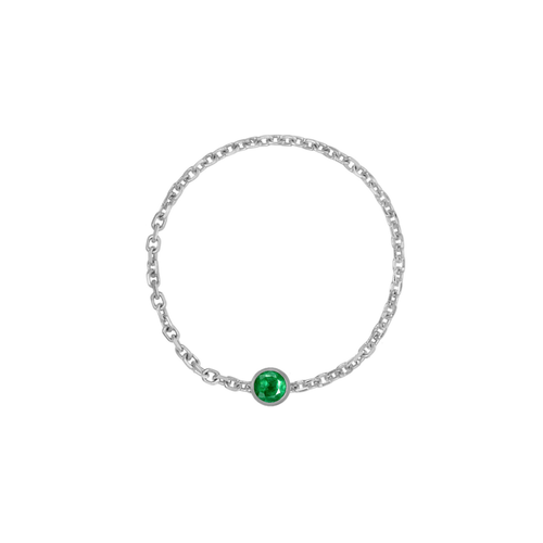 Birthstone Bezel Chain Ring - Kelly Bello Design