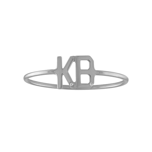 Double Mini Letter Ring - Kelly Bello Design