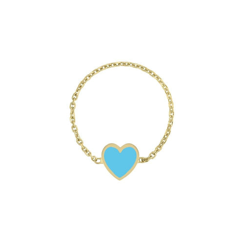 Enamel Heart Chain Ring - Kelly Bello Design