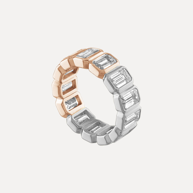 Anillo Eternidad Bbisel Esmeralda - Dos Tonos