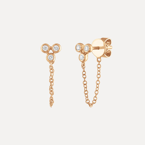 Pendientes de tres cadenas con bisel de diamantes