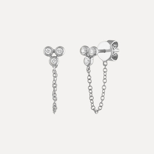 Pendientes de tres cadenas con bisel de diamantes