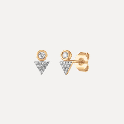 Aretes Bisel de Diamantes + Triangulos Pave