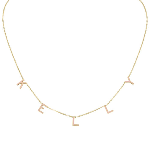 Mini Enamel Letter Necklace - Rose (Custom) *Pre-Order* - Kelly Bello Design
