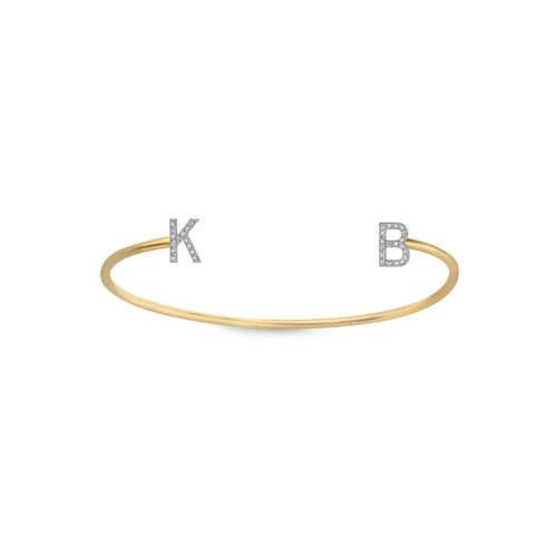 Mini Pave Letter Cuff Bracelet - Kelly Bello Design