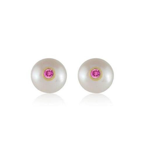 Pearl & Birthstone Studs - Kelly Bello Design