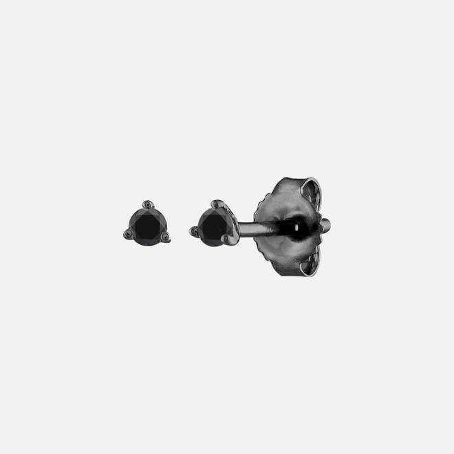 Three Prong Black Diamond Stud